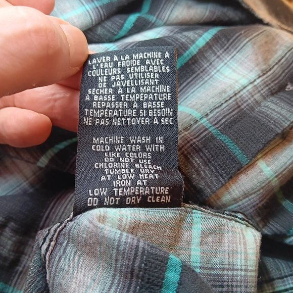 Oxygen NWOT Men's Turquoise Black Button Down Long Sleeve Graphic Shirt Size L - Picture 14 of 16